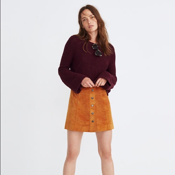 Velveteen A-Line Mini Skirt Button-Front Edition - Picture 2 of 14